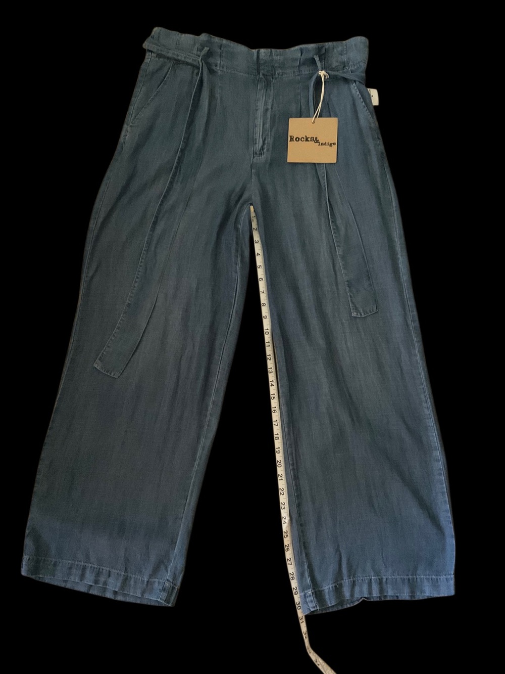 Rock & Indigo Paperbag Wide-Leg Chambray Pants - Picture 4 of 5